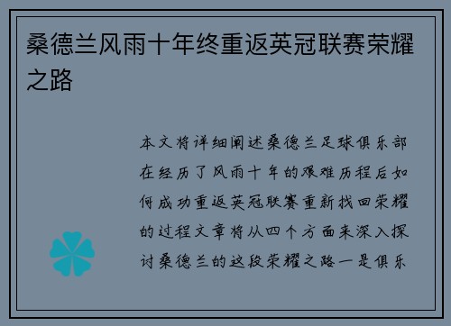 桑德兰风雨十年终重返英冠联赛荣耀之路 桑德兰风雨十年终重返英冠联赛荣耀之路
